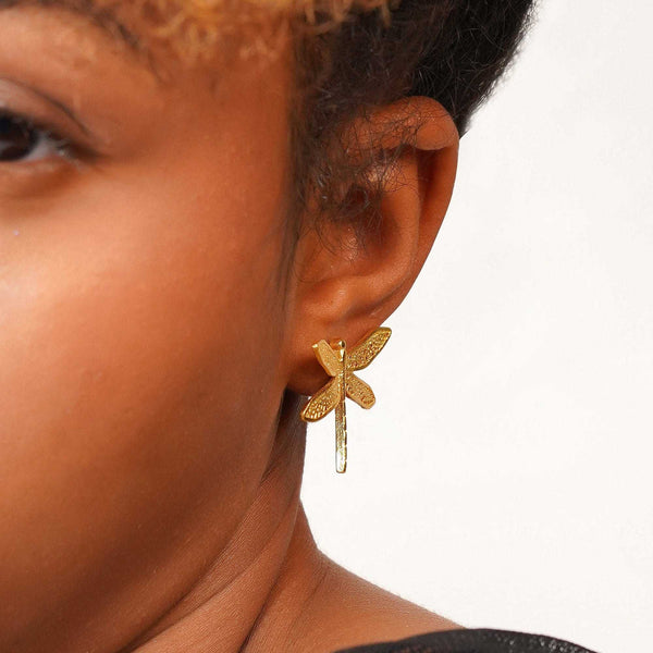 Razare Earrings Dragon Fly Earrings: 18K Gold Plated