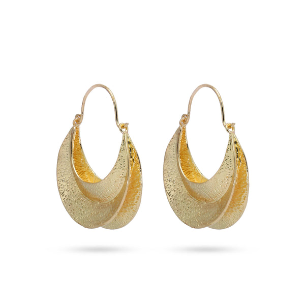 Razare Earrings Gold Round Boat Stye Earring: 18K Gold Plated