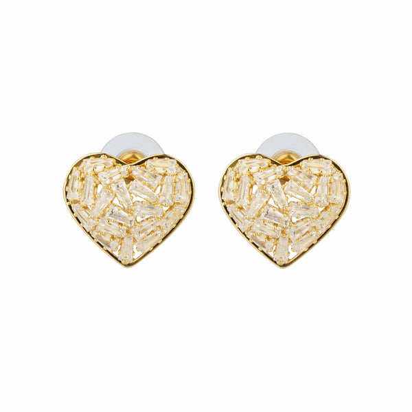 Razare Earrings Heart Shape Zirconia Earrings: 18K Gold Plated