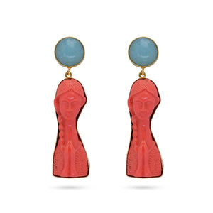 Razare Earrings Mermaid Red Stone Earrings: 18K Gold Plated