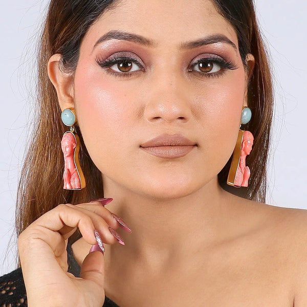 Razare Earrings Mermaid Red Stone Earrings: 18K Gold Plated