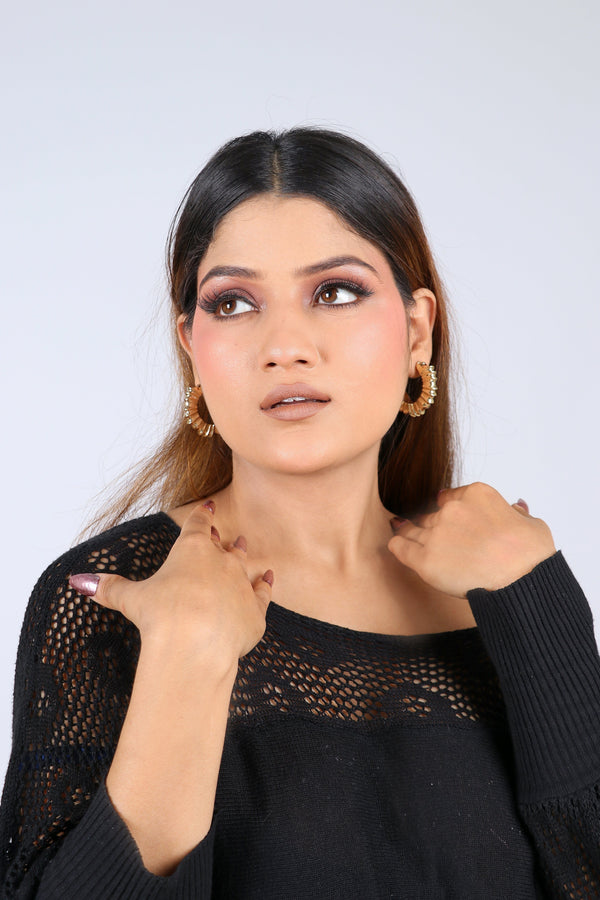 Razare Earrings Metal Textured Earrings: 18K Gold Plated