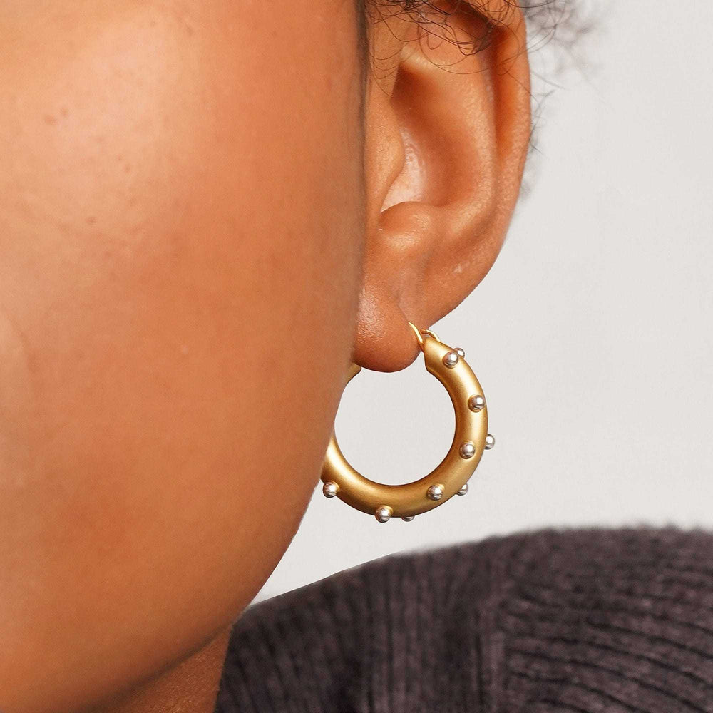 Razare Earrings Oval Pearly Hoops: 18K Gold Plated