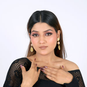 Razare Earrings Pink Three Layer Hanging Earrings: 18K Gold Plated