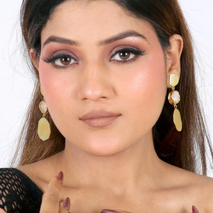 Razare Earrings Pink Three Layer Hanging Earrings: 18K Gold Plated