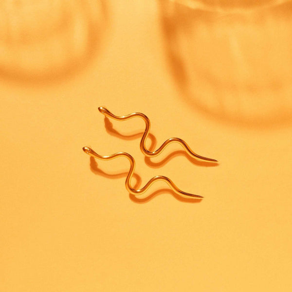 Razare Earrings Snake Effect Earring: 18K Gold Plated