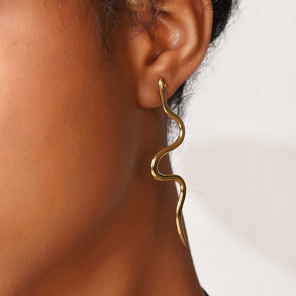 Razare Earrings Snake Effect Earring: 18K Gold Plated