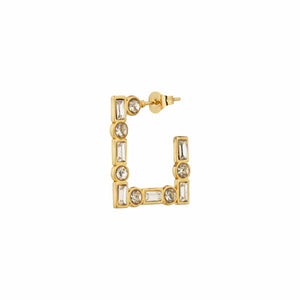 Razare Earrings Square Cubic Zirconia Hoops: 18K Gold Plated