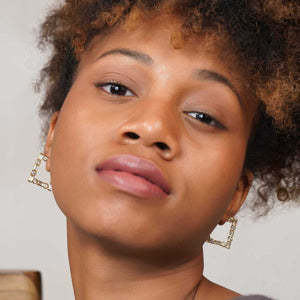 Razare Earrings Square Cubic Zirconia Hoops: 18K Gold Plated