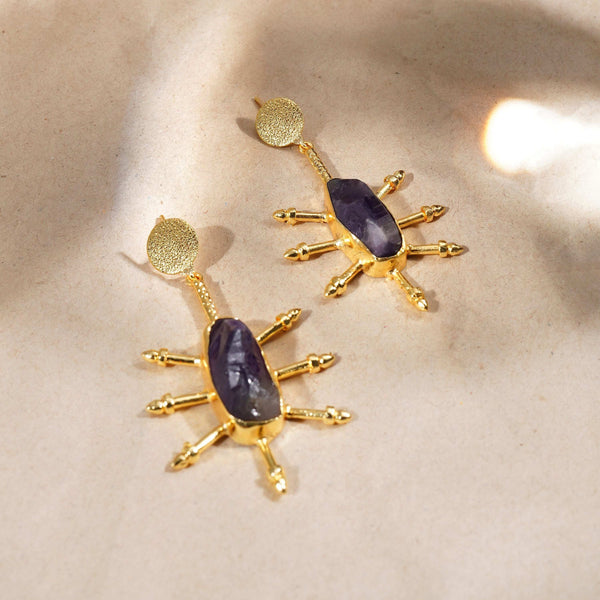 Razare Earrings Statement Enough Black Stone Earrings: 18K Gold Plated