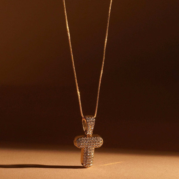 Razare Earrings T Gigi Hadid Initial Pendant: 18K Gold Plated