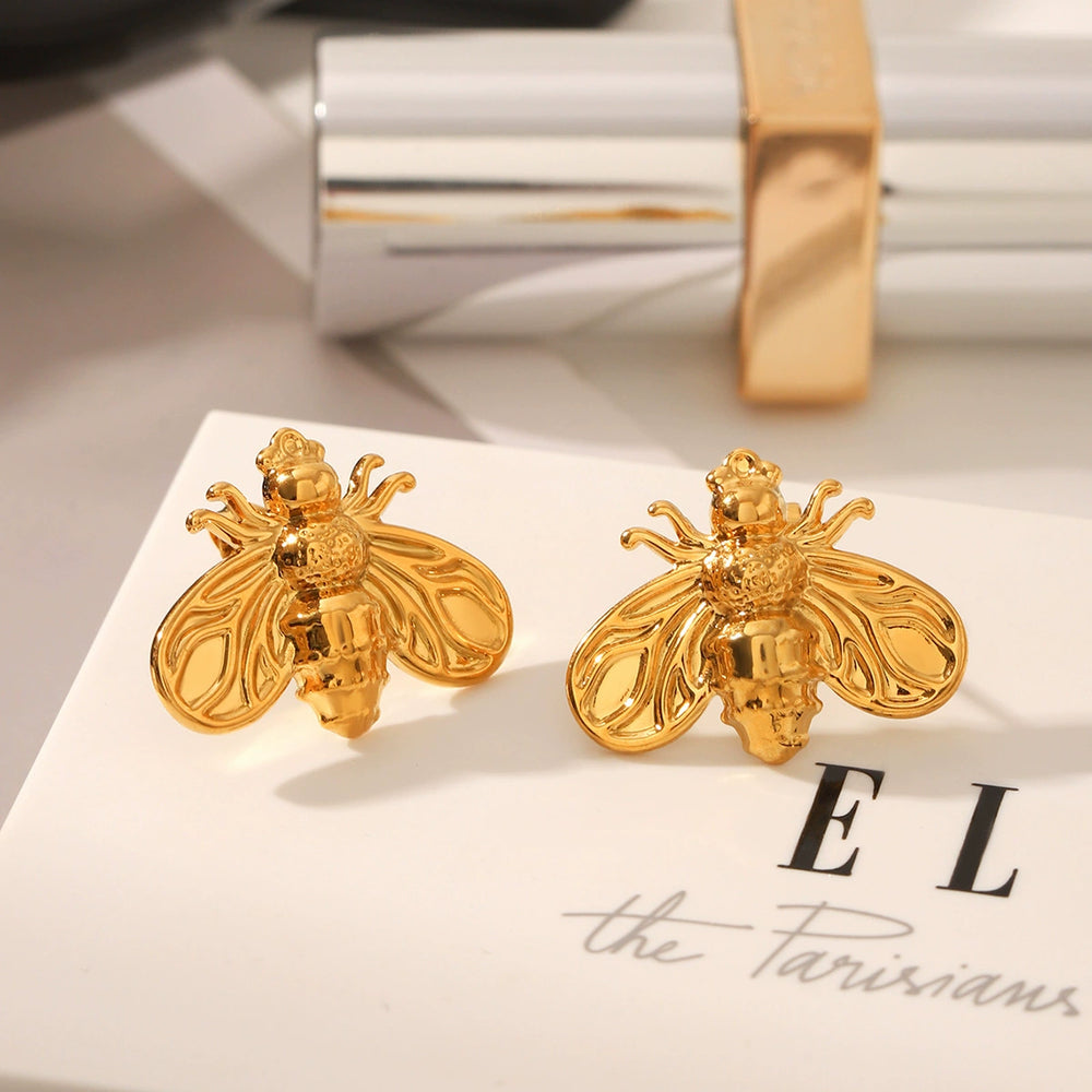 Razare Earrings Teesta Gold-Plated Bee Stud Earrings for Women | Statement Insect Design | Trendy Daily & Party Wear Jewelry