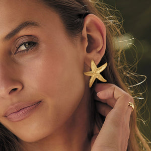 Razare Earrings Teesta Gold-Plated Starfish Stud Earrings for Women | Beach Style Statement Earrings | Trendy Daily & Vacation Wear Jewelry