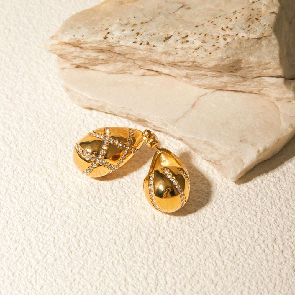 Razare Earrings Teesta Luxe Gold Crystal Dome Stud Earrings | Elegant Statement Party & Daily Wear Earrings for Women
