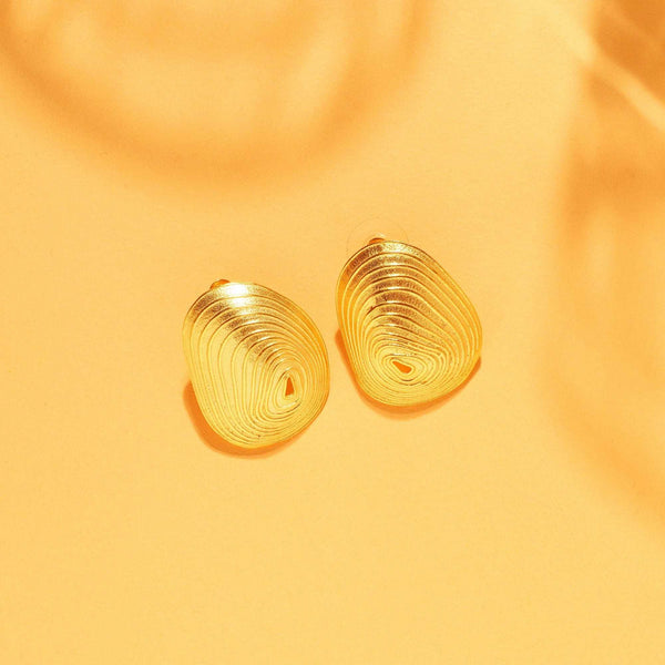 Razare Earrings Textured Shell Earrings: 18K Gold Plated