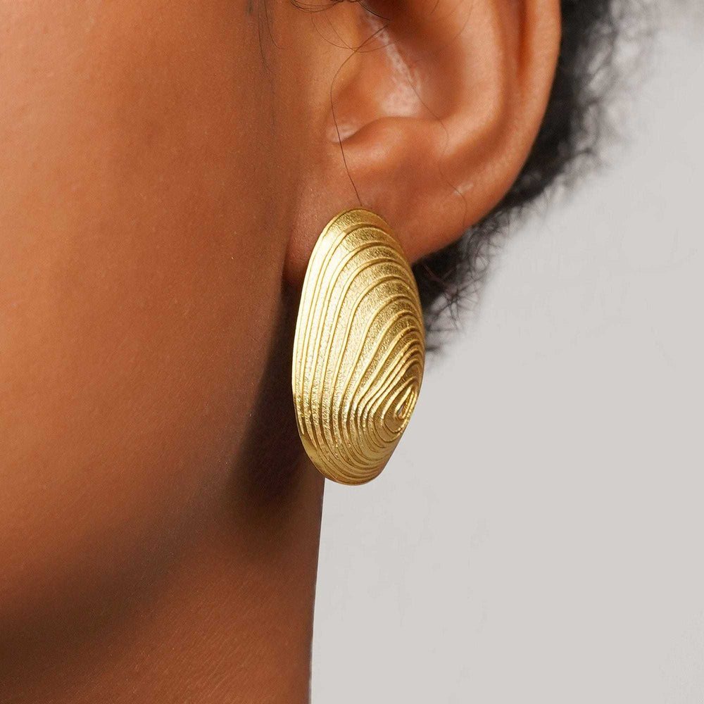 Razare Earrings Textured Shell Earrings: 18K Gold Plated