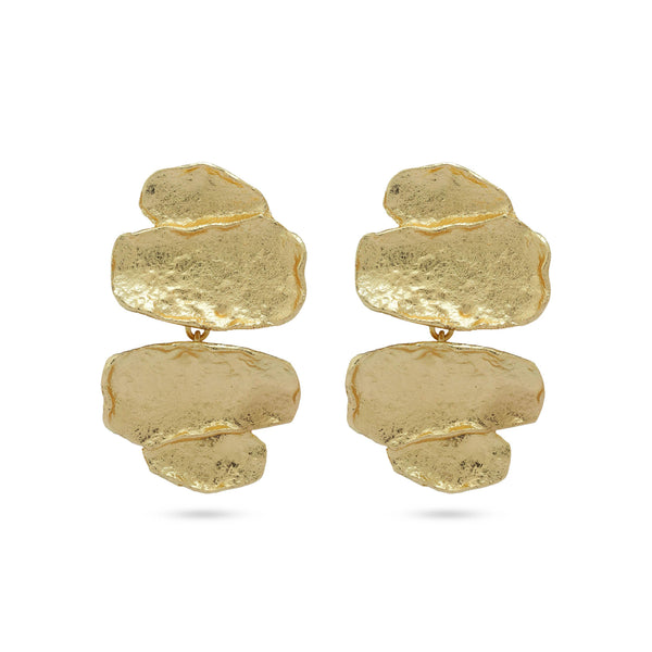 Razare Earrings Three Layer Big Hanging Earrings: 18K Gold Plated
