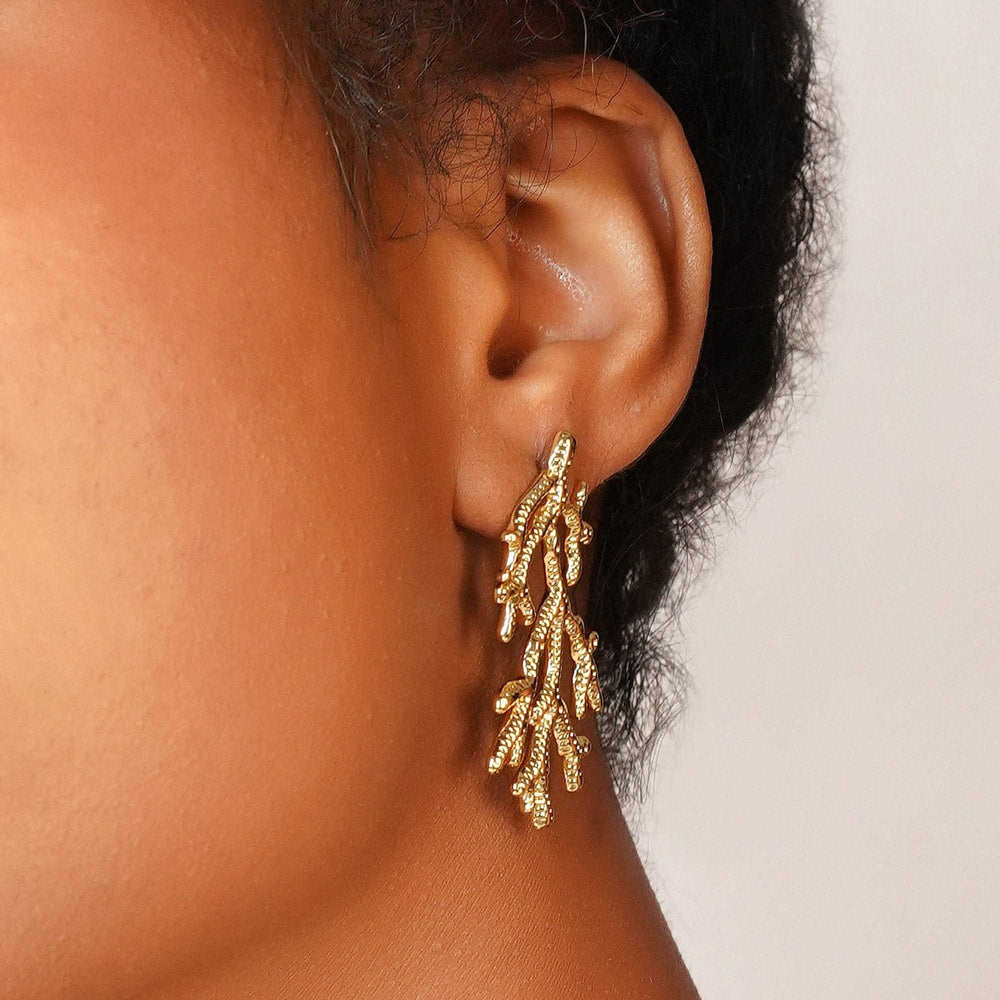 Razare Earrings Tree Root Aesthetic Earring: 18K Gold Plated