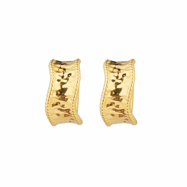 Razare Earrings Wave Textured Earrings: 18K Gold Plated