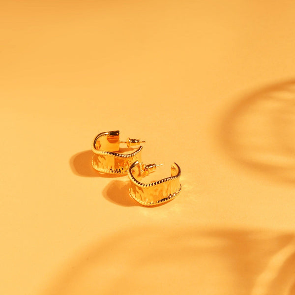 Razare Earrings Wave Textured Earrings: 18K Gold Plated