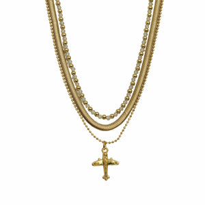 Razare Necklace Airplane Charm Layered Snake Chain Necklace: 18K Gold Plated