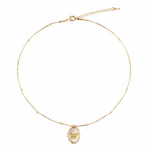 Razare Necklace Butterfly Memorable Locket Necklace: 18K Gold Plated