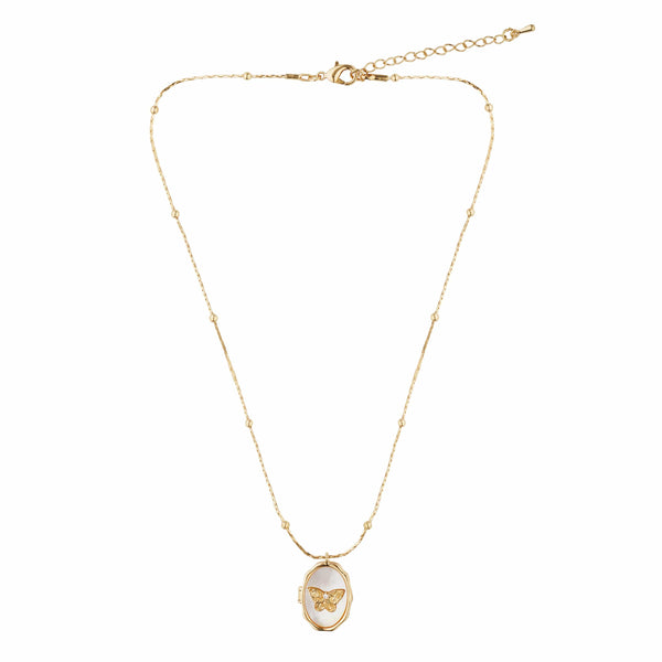 Razare Necklace Butterfly Memorable Locket Necklace: 18K Gold Plated