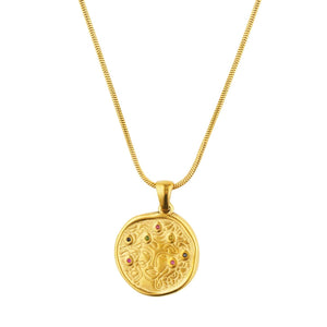 Razare Necklace Coin Medusa Pendant Set: 18K Gold Plated