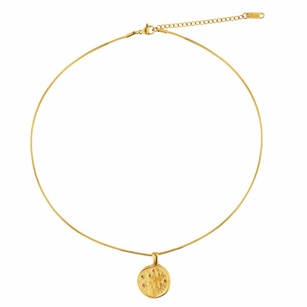 Razare Necklace Coin Medusa Pendant Set: 18K Gold Plated