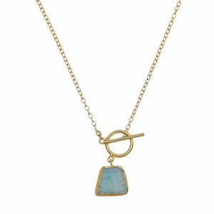 Razare Necklace Green Stone Chain Pendant: 18K Gold Plated