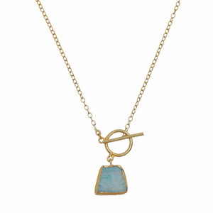 Razare Necklace Green Stone Chain Pendant: 18K Gold Plated