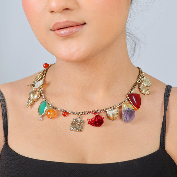 Razare Necklace Multi-Charms Natural Stone Necklace