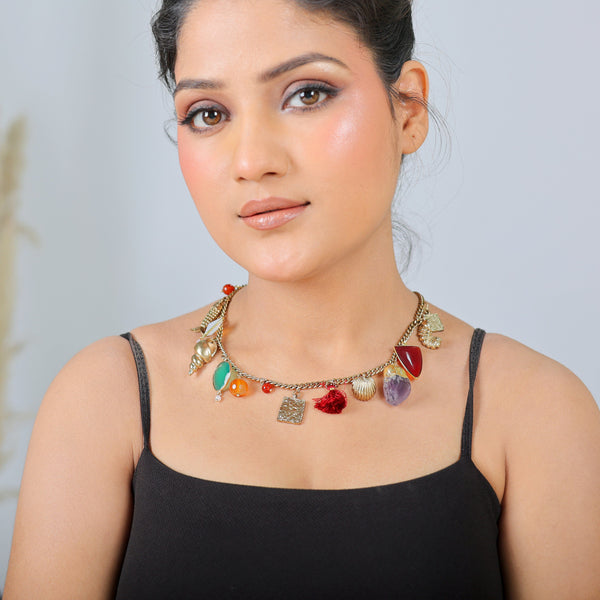 Razare Necklace Multi-Charms Natural Stone Necklace