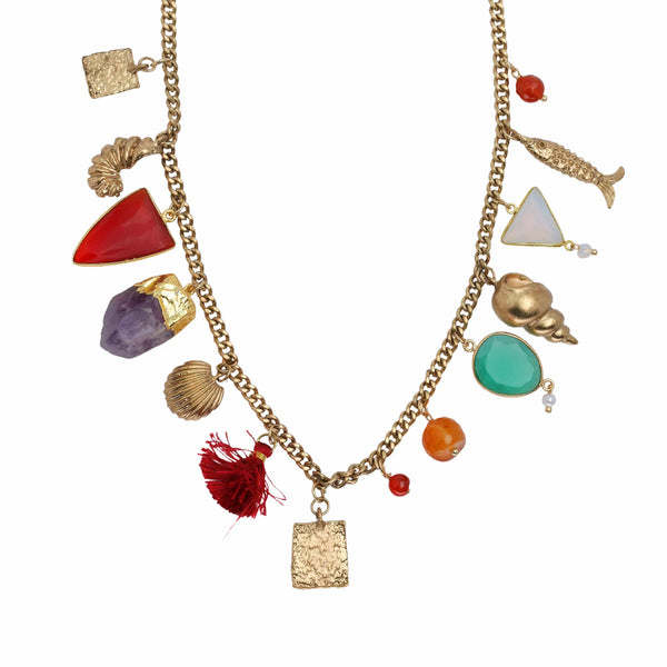 Razare Necklace Multi-Charms Natural Stone Necklace