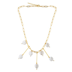 Razare Necklace Pearly Delight Statement Necklace: 18K Gold Plated