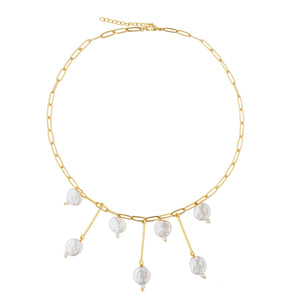 Razare Necklace Pearly Delight Statement Necklace: 18K Gold Plated