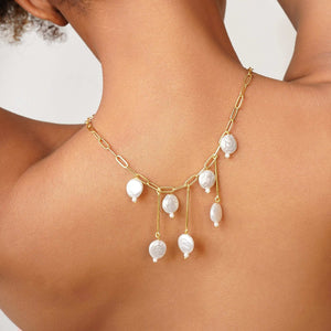 Razare Necklace Pearly Delight Statement Necklace: 18K Gold Plated