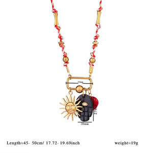 Razare Necklace Red Uniquely Crafted Tribal Charm Necklace: 18K Gold Plated