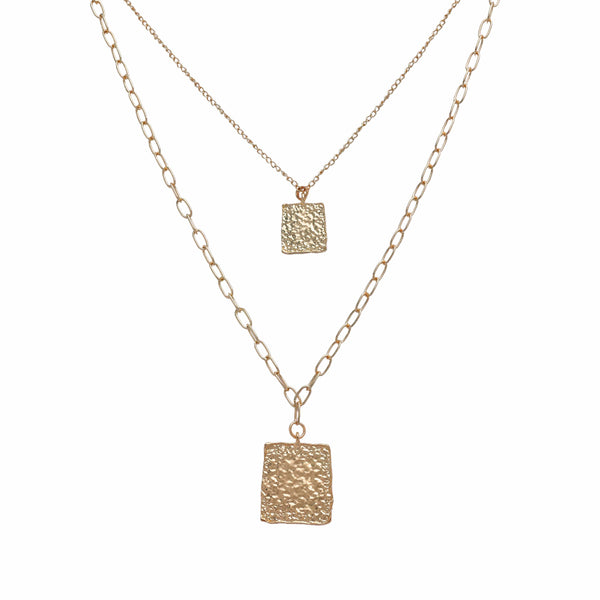 Razare Necklace Square Textured Pendant Necklace