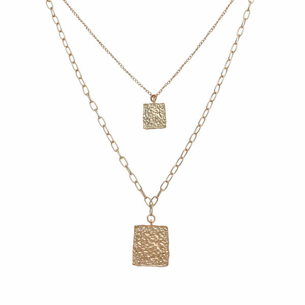 Razare Necklace Square Textured Pendant Necklace
