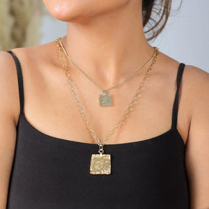 Razare Necklace Square Textured Pendant Necklace