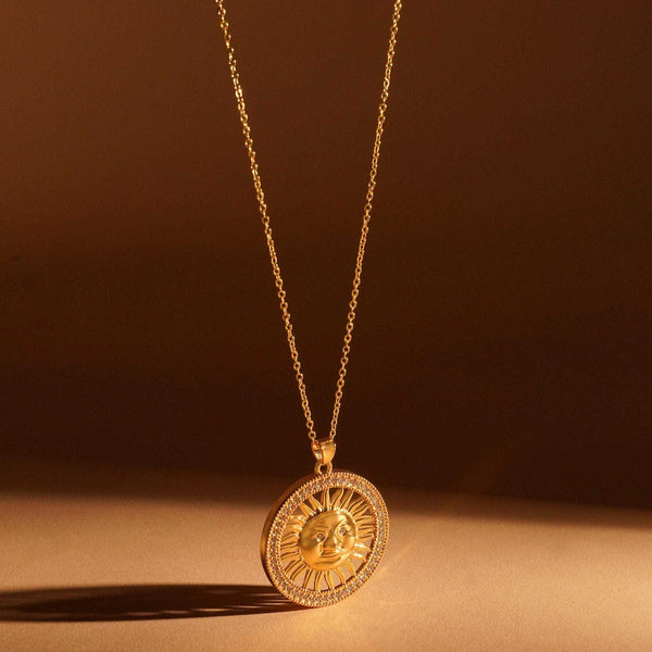 Razare Necklace Sun Filigree Cubic Zirconia: 18K Gold Plated