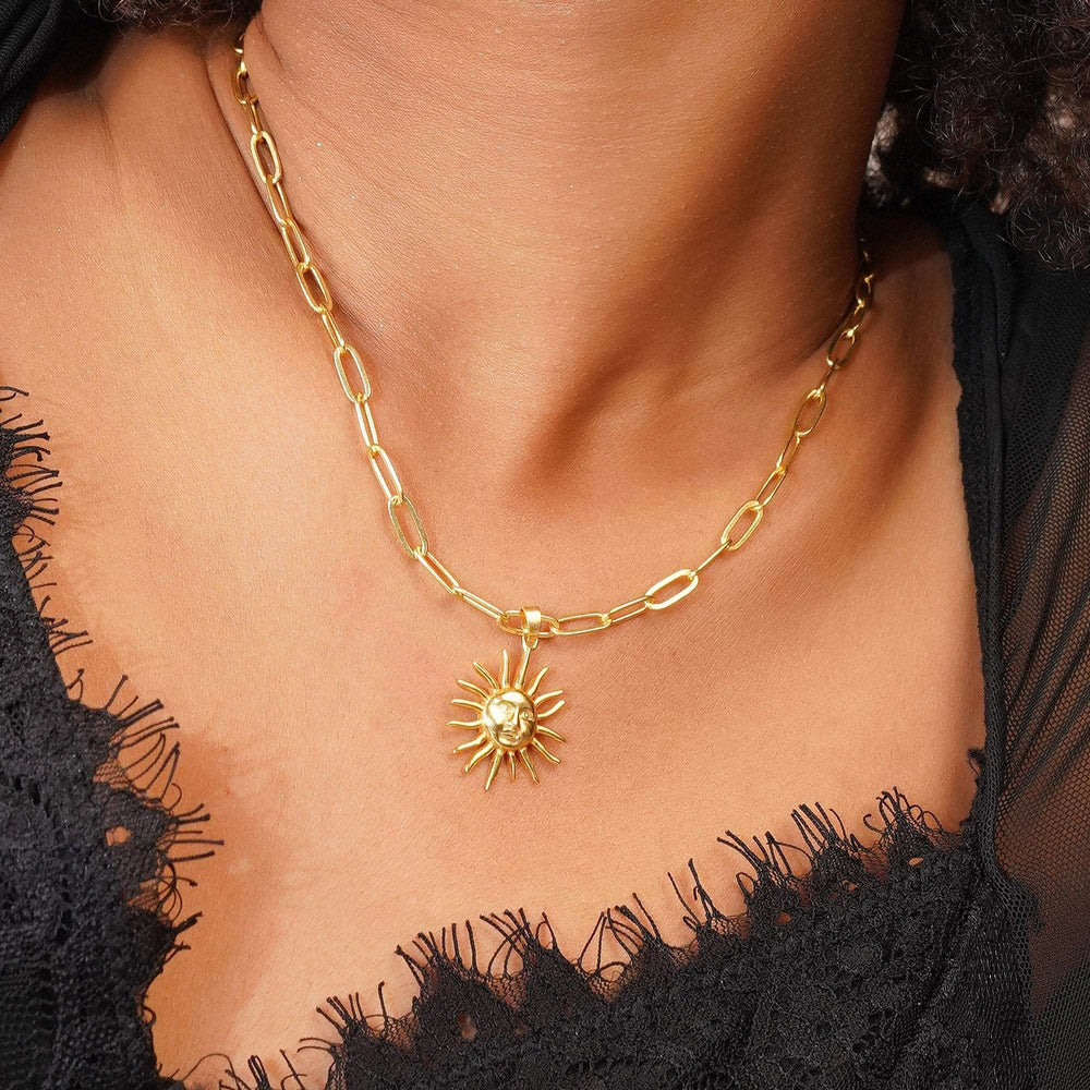 Razare Necklace Sun Shape Aesthetic Pendant: 18K Gold Plated