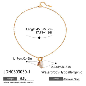Razare Necklace Teesta Cherry Charm Layered Necklace for Women | Dual Layer Gold Chain with Pearl & Gem Pendant | Cute Aesthetic Statement Jewelry