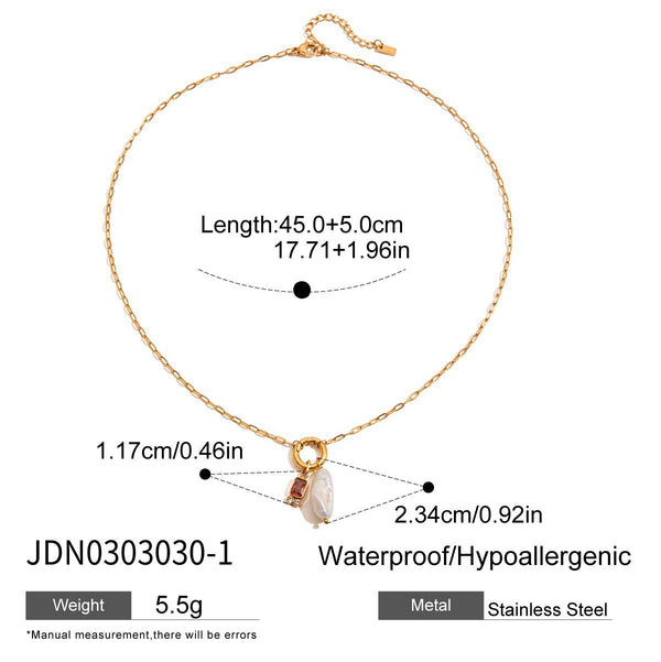 Razare Necklace Teesta Cherry Charm Layered Necklace for Women | Dual Layer Gold Chain with Pearl & Gem Pendant | Cute Aesthetic Statement Jewelry