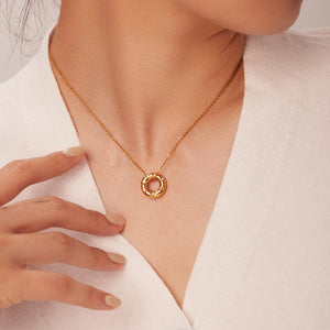 Razare Necklace Teesta Classic Gold Donut Pendant Necklace for Women | Minimal Round Charm Chain | Waterproof Anti-Tarnish Stainless Steel Jewelry