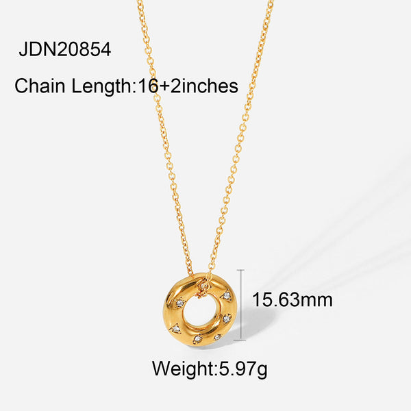 Razare Necklace Teesta Classic Gold Donut Pendant Necklace for Women | Minimal Round Charm Chain | Waterproof Anti-Tarnish Stainless Steel Jewelry