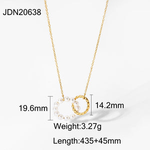 Razare Necklace Teesta Dual Circle Pearl Pendant Necklace for Women | Gold-Plated Minimalist Chain | Elegant Daily Wear & Party Jewelry