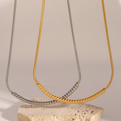 Razare Necklace Teesta Dual Tone Snake Chain Necklace for Women | Gold & Silver Beaded Minimal Chain | Waterproof Anti-Tarnish Stainless Steel Jewelry
