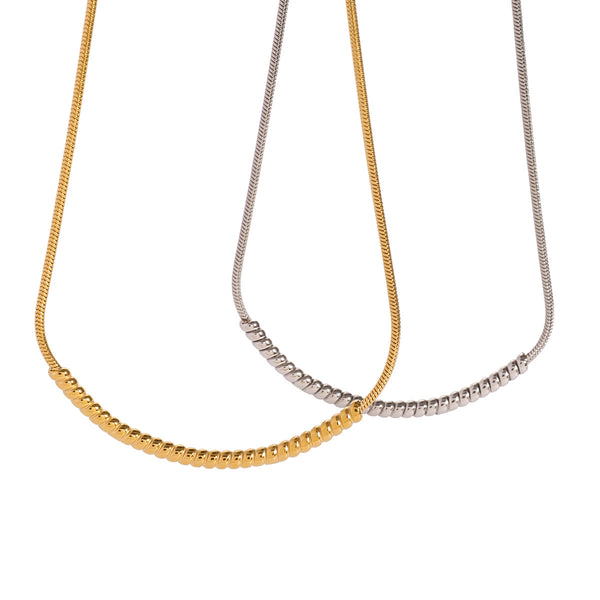 Razare Necklace Teesta Dual Tone Snake Chain Necklace for Women | Gold & Silver Beaded Minimal Chain | Waterproof Anti-Tarnish Stainless Steel Jewelry